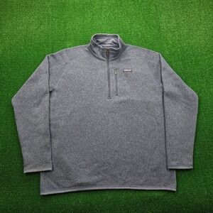 Patagonia Better Sweater Mens 2XL Gray Blue Quarter Zip Pullover Outdoors Fleece